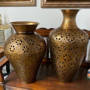 Classic Pier 1 Bronze Metal Vases